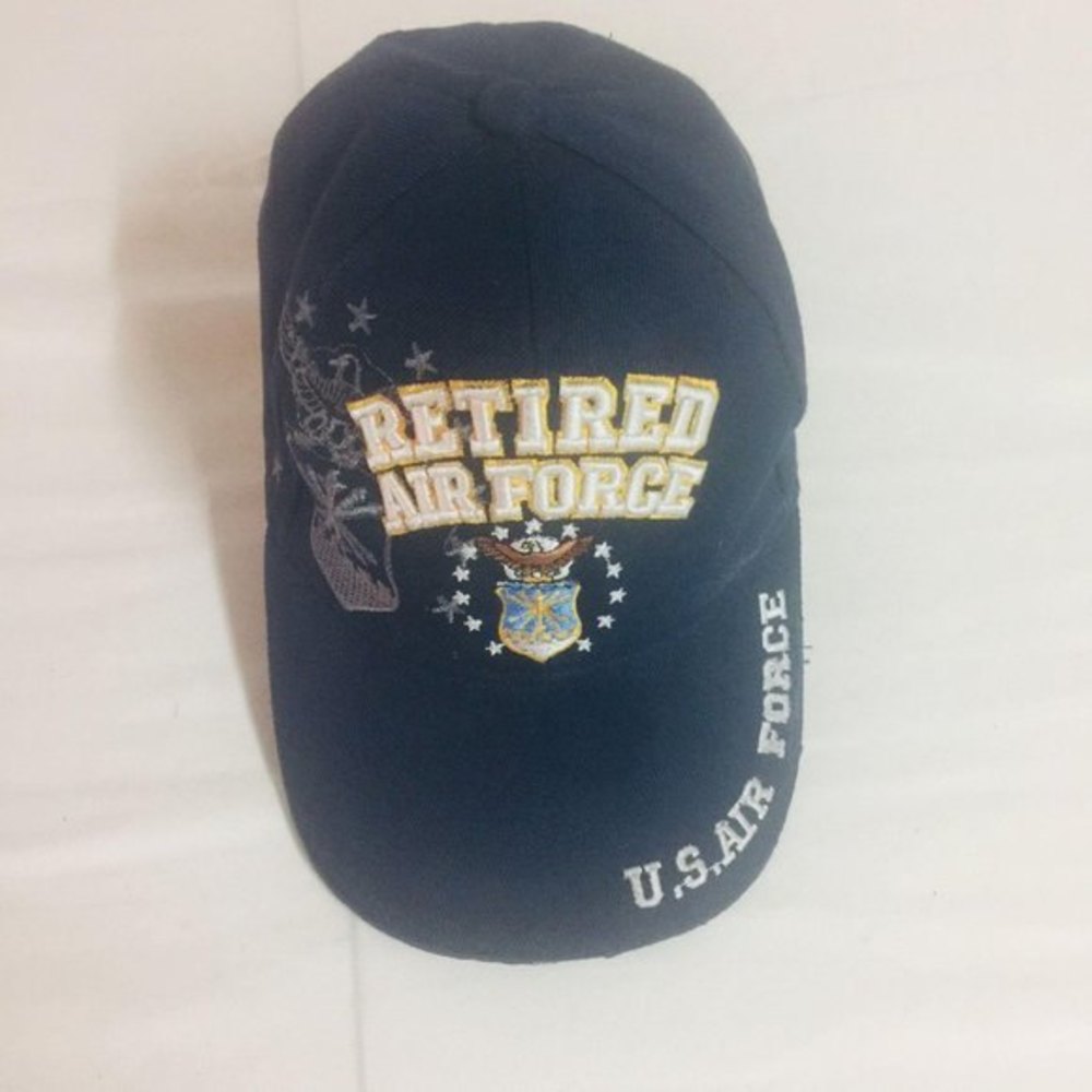 Air Force Retired Cap with  White & Gold Embroidered Letters